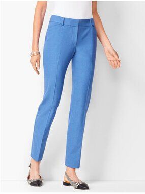 Talbots Heritage Flat-Front Ankle Pants, Diamond Blue Chambray, Size 10P